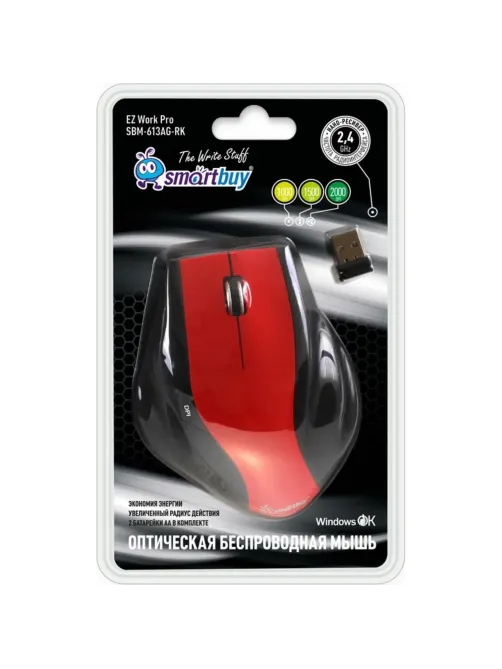 Мышь компьютерная Smartbuy 613AG WLS красно/черная (SBM-613AG-RK)/40