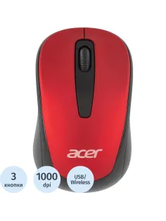 Мышь компьютерная Acer OMR136 красный  (1000dpi/WLS/USB/3кн (ZL.MCEEE.01J)