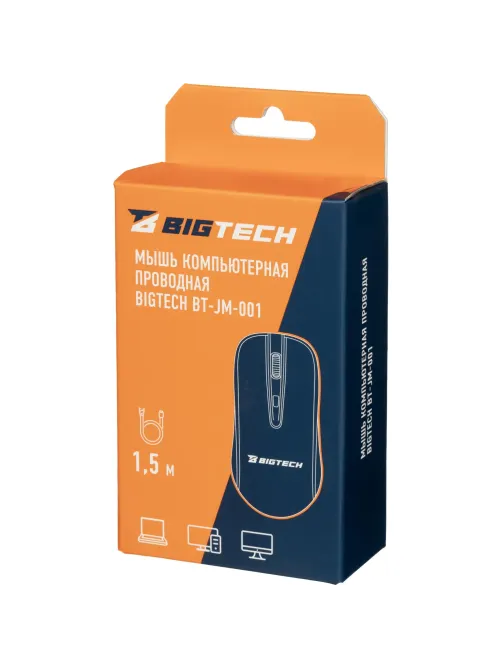 Мышь компьютерная черная, USB 800-2400DPi, 121,5x64x39мм BT-JM-001/E-M002A