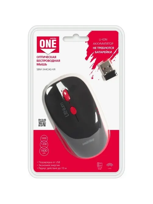 Мышь компьютерная Smartbuy ONE 344CAG черно-красная (SBM-344CAG-KR)