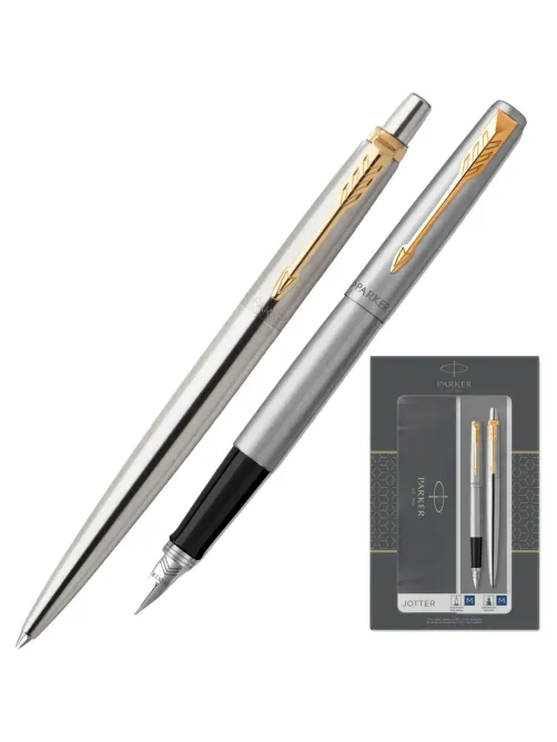 Набор пишущих принадл. PARKER Jotter Stainless Steel GT шар.руч+перо2093257