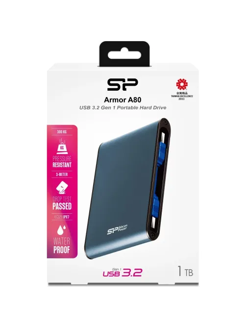 Портативный HDD Silicon Power Armor A80 1 TB USB 3.2, синий, металл