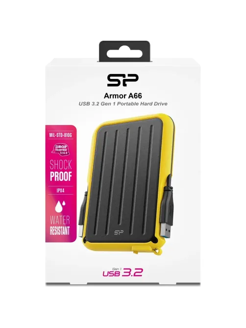 Портативный HDD Silicon Power Armor A66 2 TB USB 3.2, желтый, черный