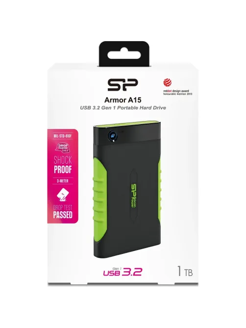 Портативный HDD Silicon Power Armor A15 1 TB USB 3.2, зеленый, резина