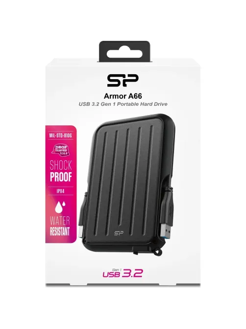 Портативный HDD Silicon Power Armor A66 1 TB USB 3.2, черный, резина