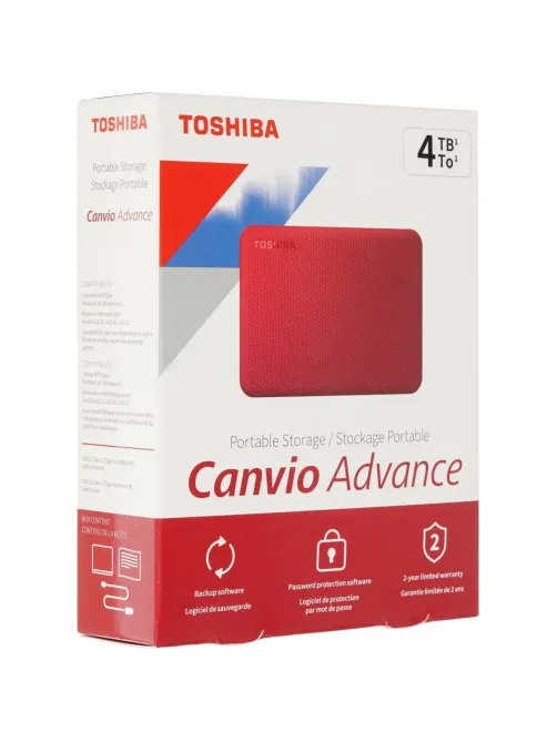 Портативный HDD Toshiba 4TB HDTCA40ER3CA CanvioAdv. 2.5 USB 3.2 Gen1 Красн