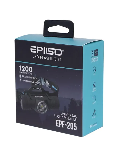 Фонарь EPILSO EPF-205 (карманный, налобный, Luminus SST40 10W, аккум18650)