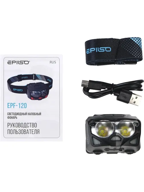 Фонарь EPILSO EPF-120 (налобный, 2CREE XTE 5W+, аккум. 1200mAh, / ААА)