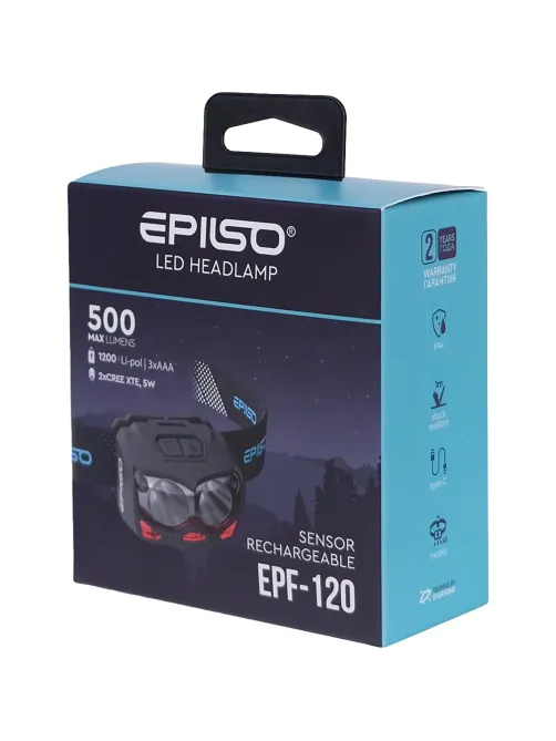 Фонарь EPILSO EPF-120 (налобный, 2CREE XTE 5W+, аккум. 1200mAh, / ААА)