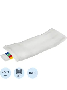 Насадка МОП плоский, 40х12 см, микрофибра, ухо+карман 6 см, белый MF2179