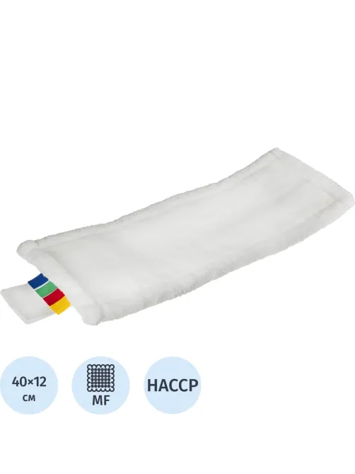 Насадка МОП плоский, 40х12 см, микрофибра, ухо+карман 6 см, белый MF2179