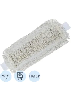 Насадка МОП плоский 40x14см хлопок Лайт, ухо+карман, белый_CN3035