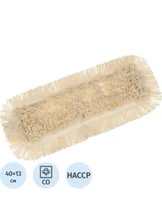 Насадка МОП плоский, 40х13 см, хлопок, ухо+карман CN3037