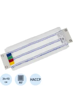 Насадка МОП плоский 34х10см микроф+мягк абраз кнопки бел с син полос MF2185