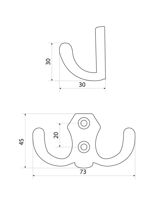 Вешалка настенная УЗК_Крючок двухрожковый StahlBuro 306 B BL(16172)мат.чер
