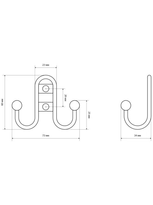 Вешалка настенная УЗК Крючок двухрожковый StahlBuro 208 B AC(16102),ст.медь