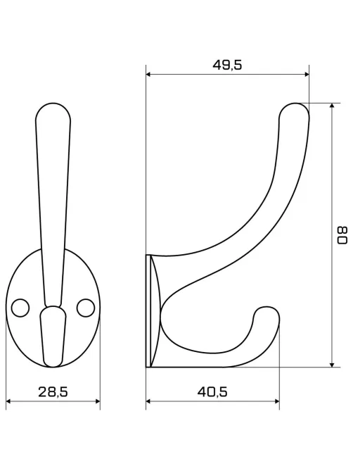 Вешалка настенная УЗК_Крючок двухрожковый StahlBuro 603 CP(16167), хром