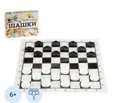 Настольная игра Шашки классические (Коробка крышка-дно, поле, шашки), 87101