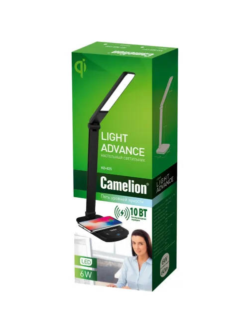 Светильник Camelion KD-825 C02 черн, 16 Вт, LED, с беспроводной зарядкой