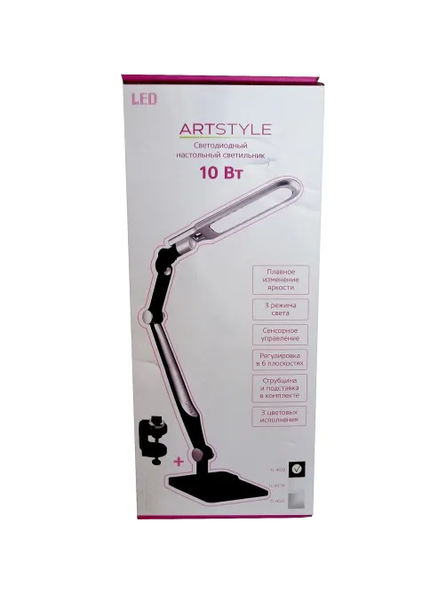 Светильник ARTSTYLE TL-402 LED 3 ур.ярк, подст+струбц, черный, сенс.управл