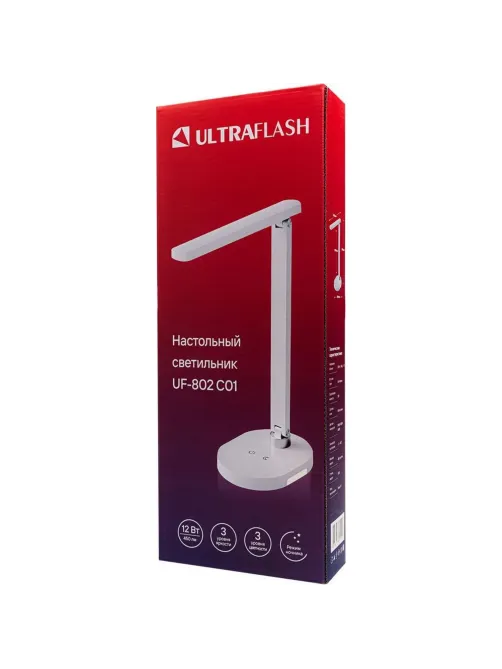 Светильник Ultraflash UF-802 C01 белый (Led настольный, 12Вт, 3ур. ярк CCT)