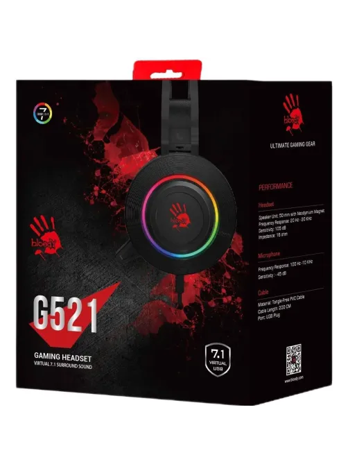 Гарнитура A4Tech Bloody G521 черный 2.3м/USB (G521 (BLACK))