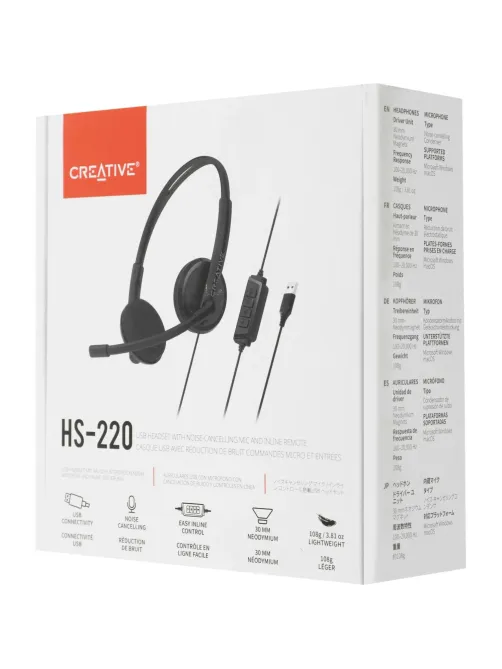 Гарнитура Creative HS-220 черный 2.4м накладные USB (51EF1070AA000)