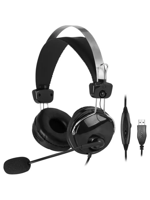 Гарнитура A4Tech (HU-7P) черный 2м накладные USB