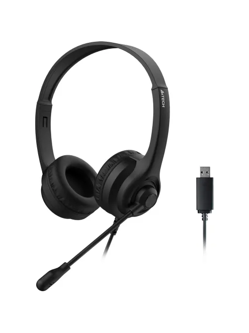 Гарнитура A4Tech HU-8 черный 2м накладные USB