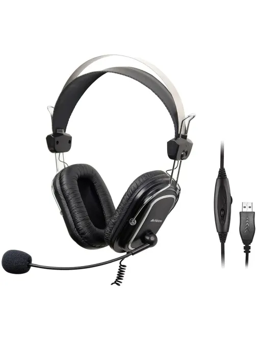 Гарнитура A4Tech (HU-50) черный 2м накладные USB