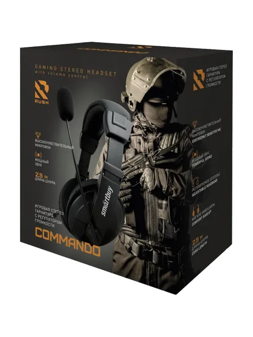 Гарнитура SmartBuy COMMANDO (SBH-7000), стерео рег.громк, кабель 2.5м