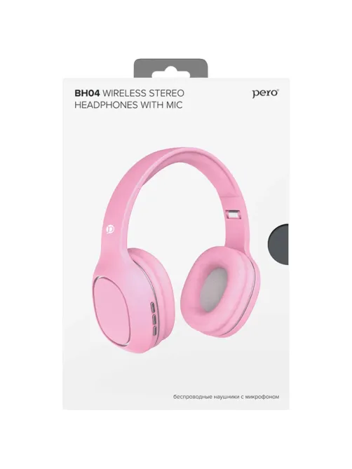 Наушники Pero BH04 Pink, bluetooth, полноразмерные