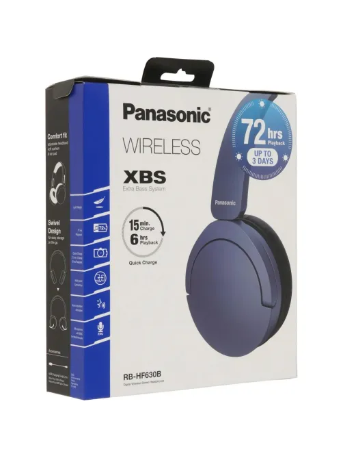 Наушники Panasonic RB-HF630BG-A, накладные Bluetooth, синий