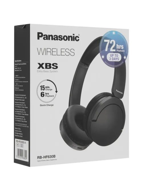 Наушники Panasonic RB-HF630BG-K, накладные Bluetooth, чёрный