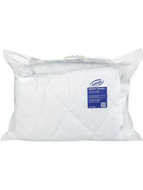Одеяло Luscan 140х205 стег, кант, 200-250гр/м2 (холлофайбер/микрофибра),бел
