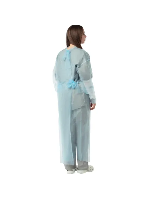 Халат н/с , на завязк, рук.рез, дл.140см, XL, пл 25, голуб, 10 шт/уп