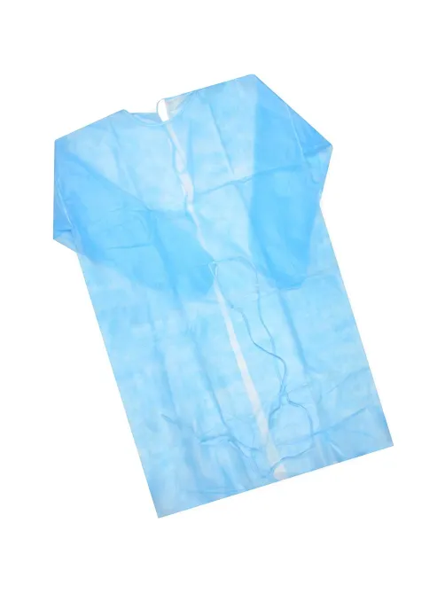 Халат н/с , на завязк, рук.рез, дл.110см, XXL, пл 20, голуб, 10 шт/уп