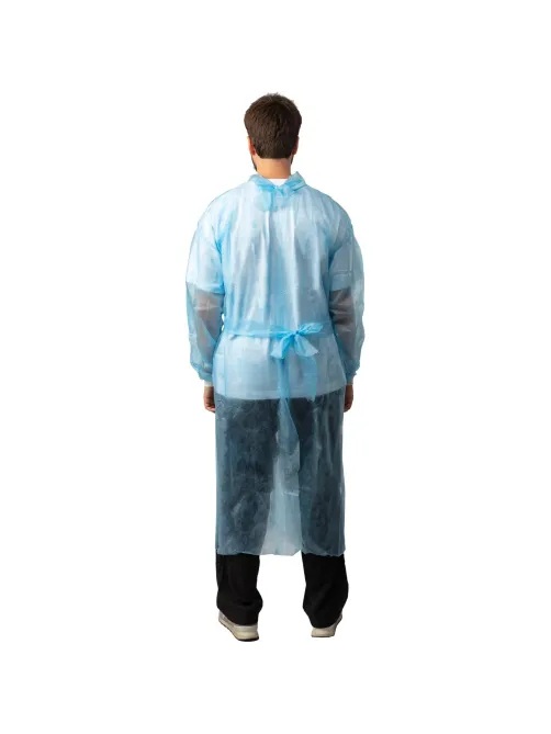 Халат н/с , на завязк, рук.манж, дл.110см, XXL,пл 20, голуб, 10 шт/уп