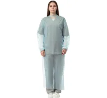 Халат н/с , на завязк, рук.рез, дл.110см, XL, пл 20, голуб, 10 шт/уп