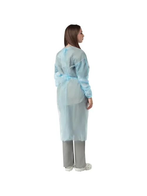 Халат н/с, на завязк, рук.манж, дл.140см, XXL,пл 25, голуб, 10 шт/уп