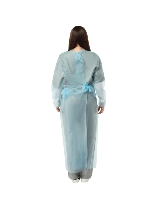 Халат н/с , на завязк, рук.рез, дл.140см, XL, пл 25, голуб, 10 шт/уп