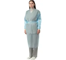 Халат н/с , на завязк, рук.манж, дл.140см, XL, пл 25, голуб, 10 шт/уп