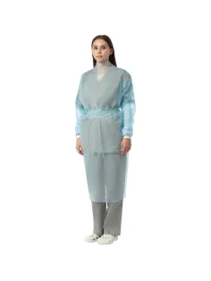Халат н/с , на завязк, рук.манж, дл.140см, XL, пл 25, голуб, 10 шт/уп