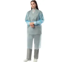 Халат н/с, на завязк, рук.манж, дл.140см, XXL,пл 25, голуб, 10 шт/уп