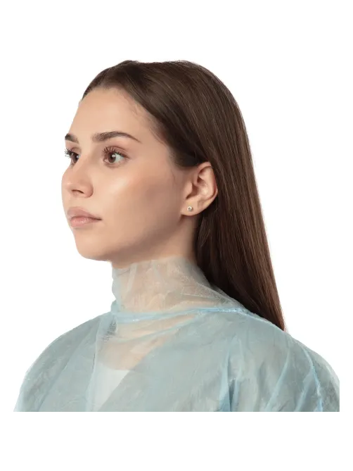 Халат н/с , на завязк, рук.манж, дл.140см, XL, пл 25, голуб, 10 шт/уп