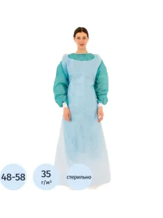 Фартук стерил., лам нетк  Tutami span гол.защит140см пл.35/40 1шт/уп  Гекса
