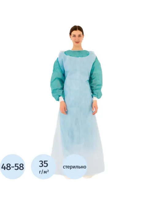 Фартук стерил., лам нетк  Tutami span гол.защит140см пл.35/40 1шт/уп  Гекса