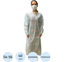 Халат хирург. стер, рук.рез, дл.140 см, р.54-56, пл.40, смс, 1шт