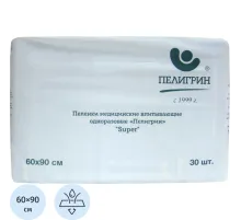 Пелёнка впитывающая Пелигрин 60х90см, Super, 30шт/уп (М60х90/30S)