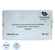 Пелёнка впитывающая Пелигрин 60х40см, Super, 30шт/уп (М60х40/30S)